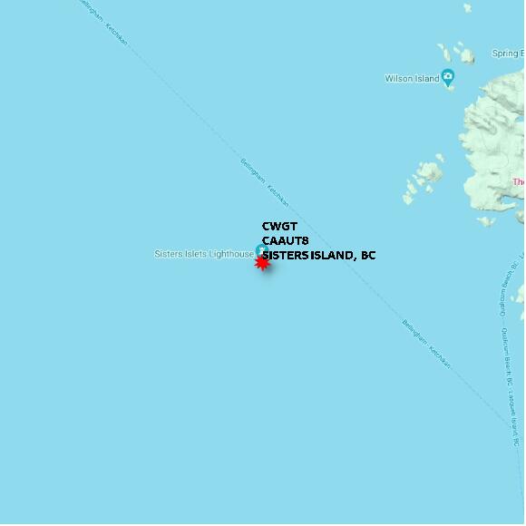 map at zoomlvl 10x10 kilometres for SISTERS ISLAND