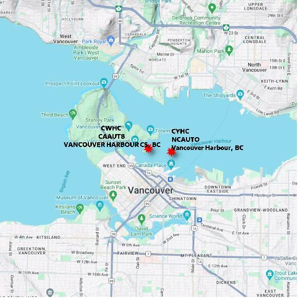 map at zoomlvl 10x10 kilometres for VANCOUVER HARBOUR CS