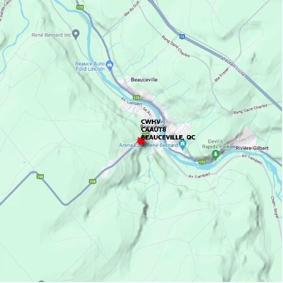 map at zoomlvl 10x10 kilometres for BEAUCEVILLE