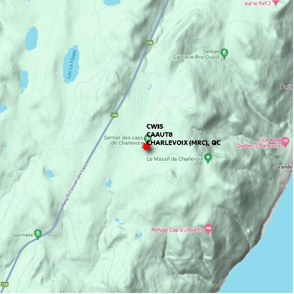map at zoomlvl 10x10 kilometres for CHARLEVOIX (MRC)