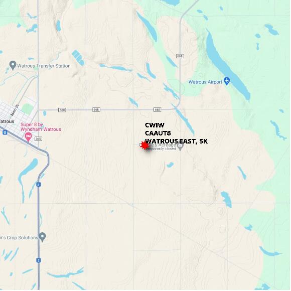 map at zoomlvl 10x10 kilometres for WATROUS EAST