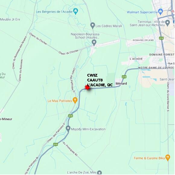 map at zoomlvl 10x10 kilometres for L'ACADIE
