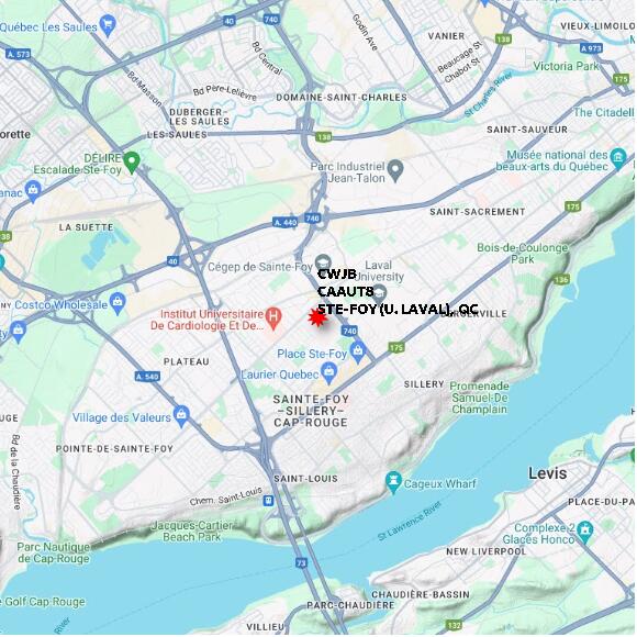map at zoomlvl 10x10 kilometres for STE-FOY (U. LAVAL)