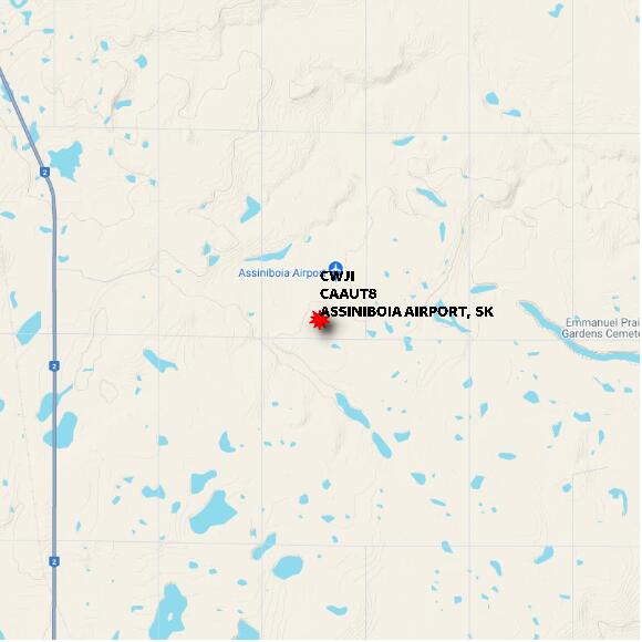 map at zoomlvl 10x10 kilometres for ASSINIBOIA AIRPORT