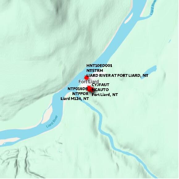 map at zoomlvl 10x10 kilometres for FORT LIARD