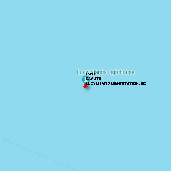map at zoomlvl 10x10 kilometres for LUCY ISLAND LIGHTSTATION