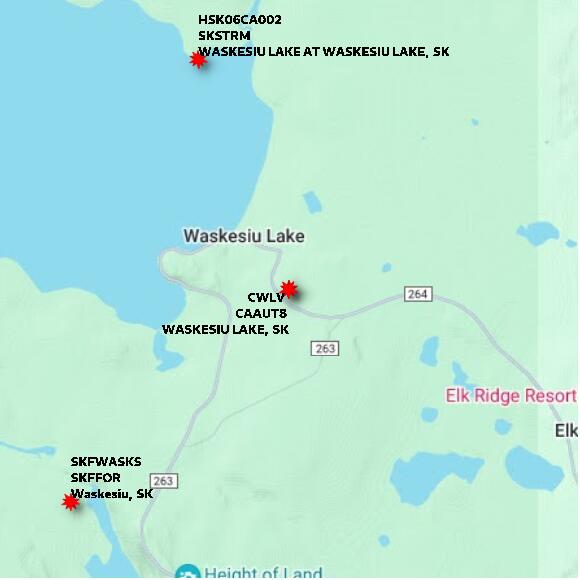 map at zoomlvl 10x10 kilometres for WASKESIU LAKE