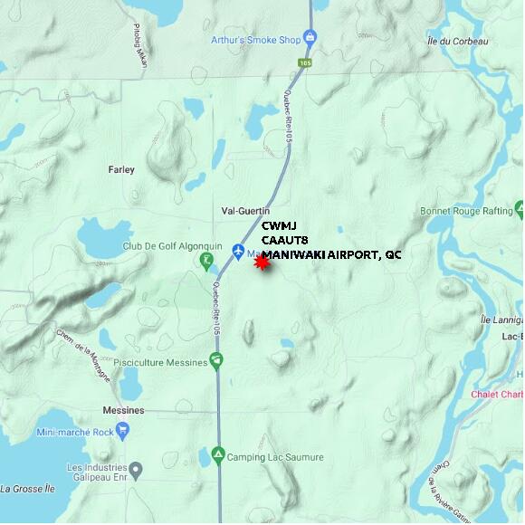 map at zoomlvl 10x10 kilometres for MANIWAKI AIRPORT