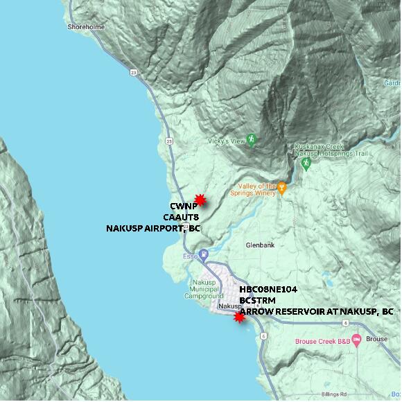 map at zoomlvl 10x10 kilometres for NAKUSP AIRPORT