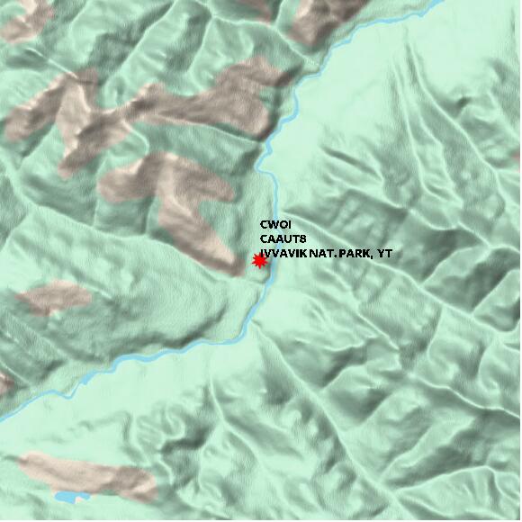 map at zoomlvl 10x10 kilometres for IVVAVIK NAT. PARK