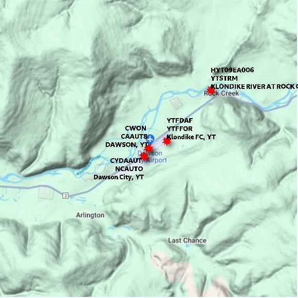 map at zoomlvl 10x10 kilometres for DAWSON