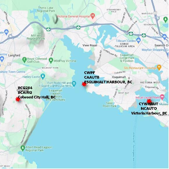 map at zoomlvl 10x10 kilometres for ESQUIMALT HARBOUR