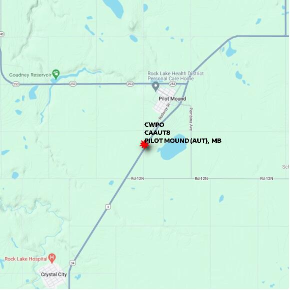 map at zoomlvl 10x10 kilometres for PILOT MOUND (AUT)