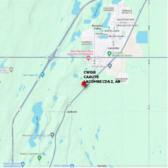 map at zoomlvl 10x10 kilometres for LACOMBE CDA 2