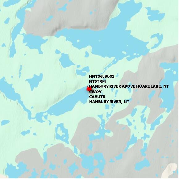 map at zoomlvl 10x10 kilometres for HANBURY RIVER