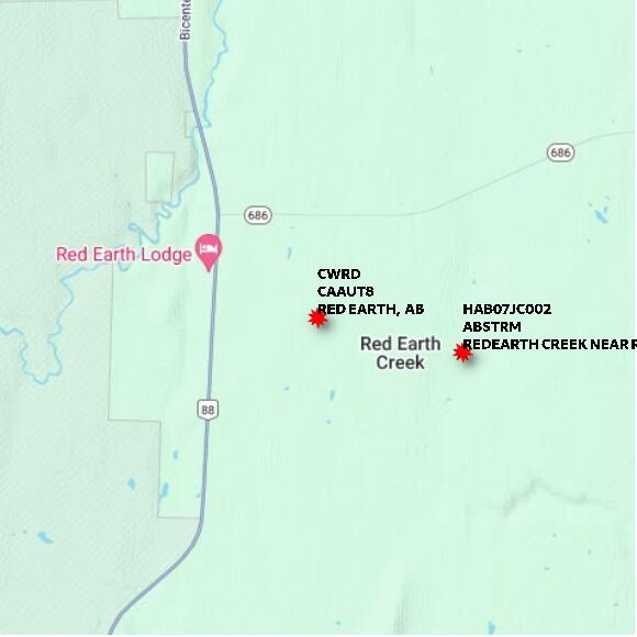 map at zoomlvl 10x10 kilometres for RED EARTH