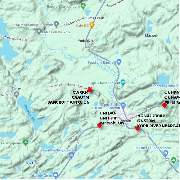 map at zoomlvl 10x10 kilometres for BANCROFT AUTO