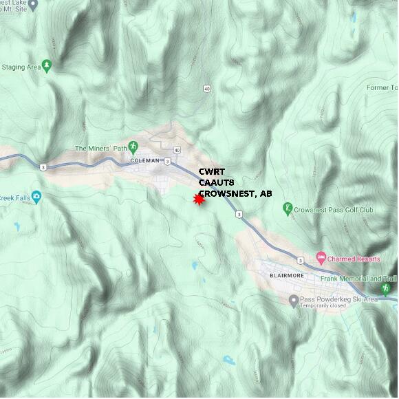 map at zoomlvl 10x10 kilometres for CROWSNEST