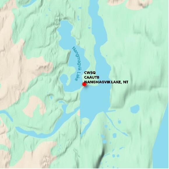 map at zoomlvl 10x10 kilometres for NANGMAGVIK LAKE