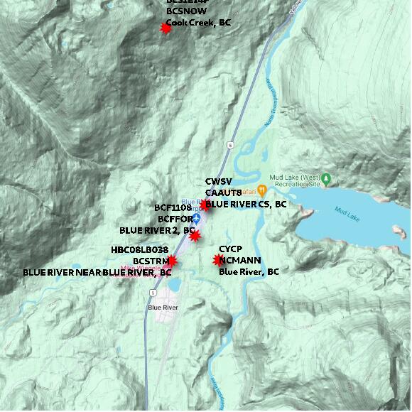 map at zoomlvl 10x10 kilometres for BLUE RIVER CS
