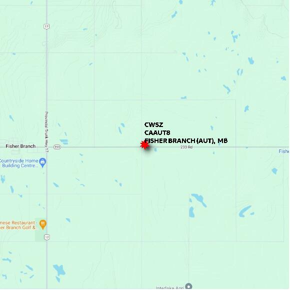 map at zoomlvl 10x10 kilometres for FISHER BRANCH (AUT)
