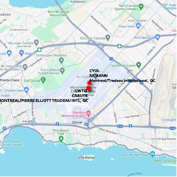 map at zoomlvl 10x10 kilometres for MONTREAL/PIERRE ELLIOTT TRUDEAU INTL