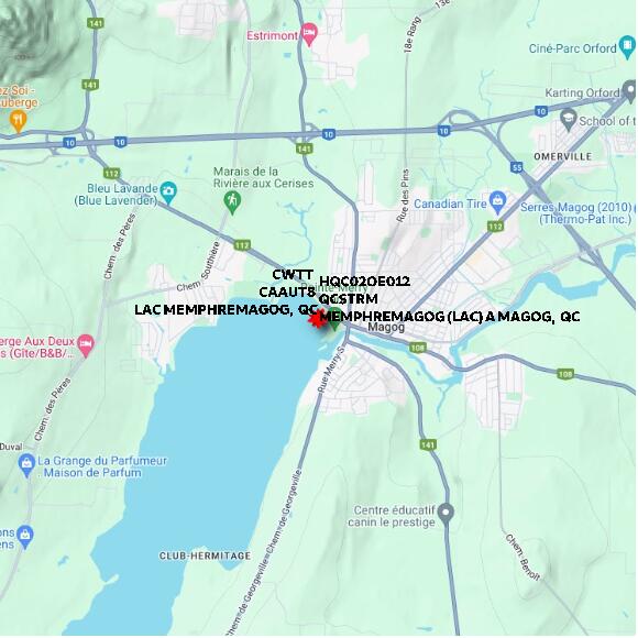 map at zoomlvl 10x10 kilometres for LAC MEMPHREMAGOG