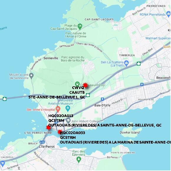 map at zoomlvl 10x10 kilometres for STE-ANNE-DE-BELLEVUE 1