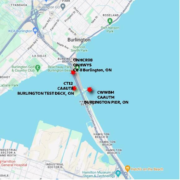 map at zoomlvl 10x10 kilometres for BURLINGTON PIER