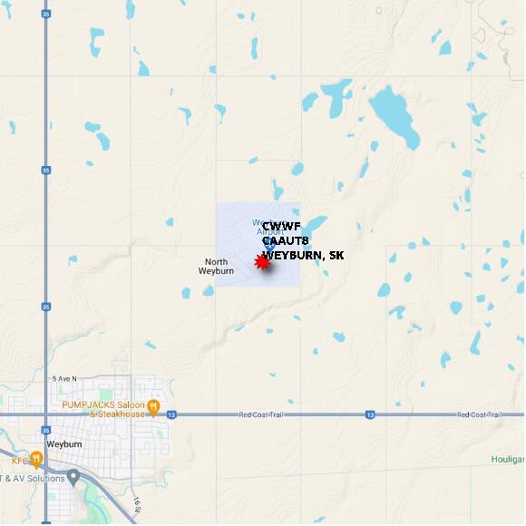 map at zoomlvl 10x10 kilometres for WEYBURN