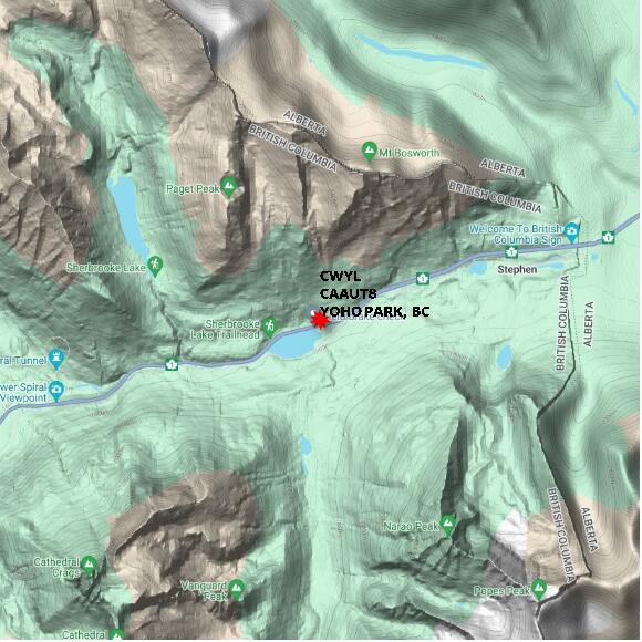 map at zoomlvl 10x10 kilometres for YOHO PARK