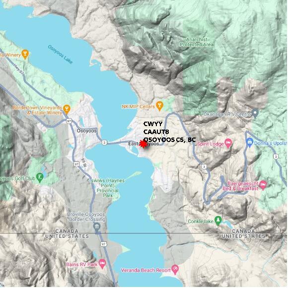 map at zoomlvl 10x10 kilometres for OSOYOOS CS