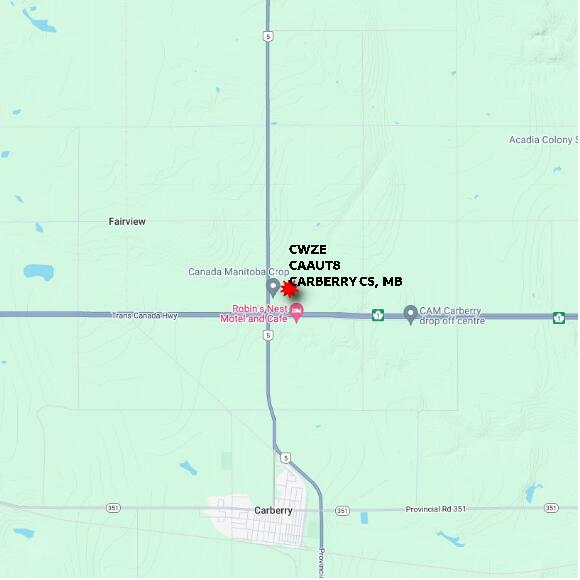 map at zoomlvl 10x10 kilometres for CARBERRY CS