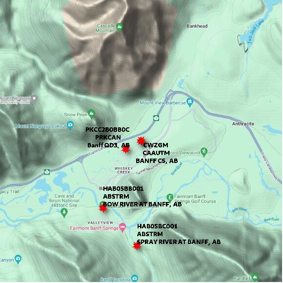map at zoomlvl 10x10 kilometres for BANFF CS