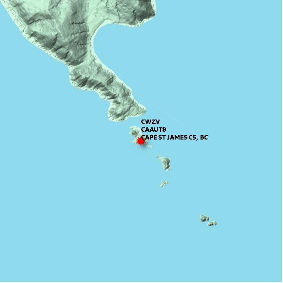 map at zoomlvl 10x10 kilometres for CAPE ST JAMES CS