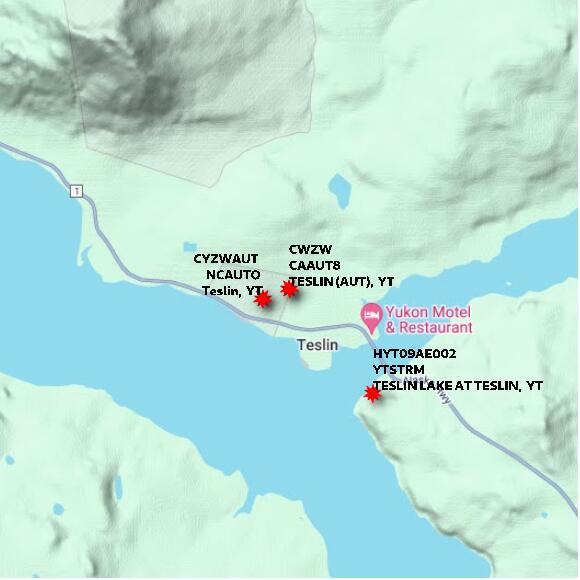 map at zoomlvl 10x10 kilometres for TESLIN (AUT)