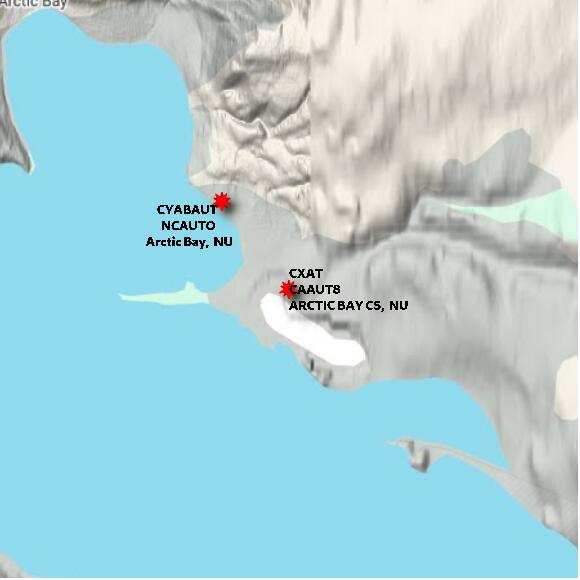 map at zoomlvl 10x10 kilometres for ARCTIC BAY CS