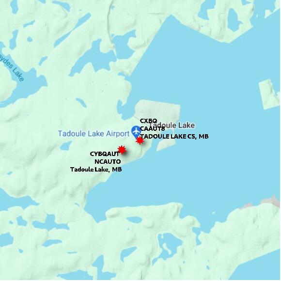 map at zoomlvl 10x10 kilometres for TADOULE LAKE CS