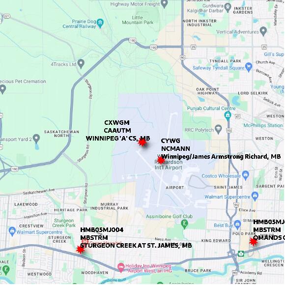 map at zoomlvl 10x10 kilometres for WINNIPEG 'A' CS