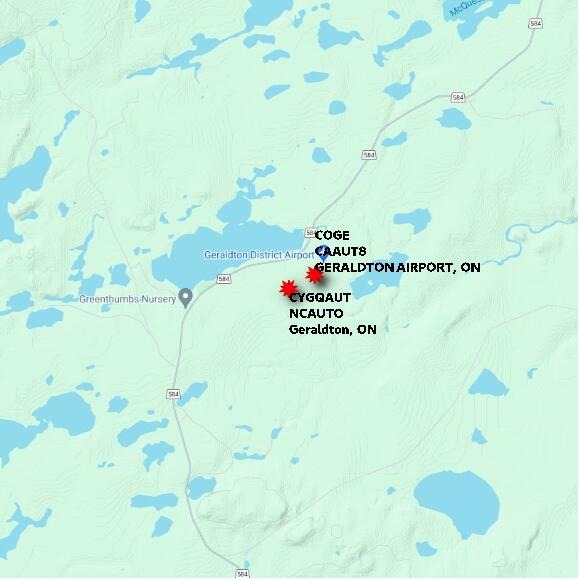 map at zoomlvl 10x10 kilometres for Geraldton (Greenstone Regional)