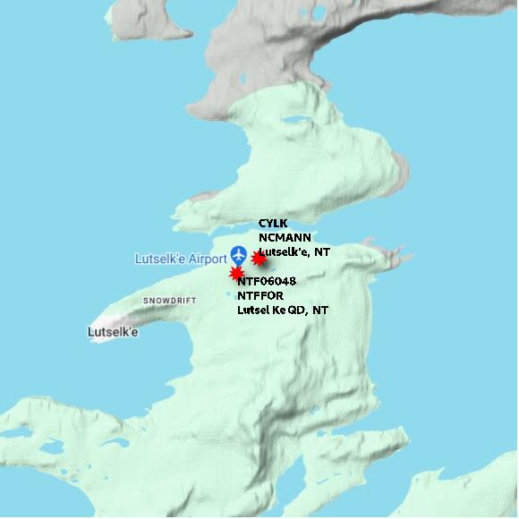 map at zoomlvl 10x10 kilometres for Lutselk'e