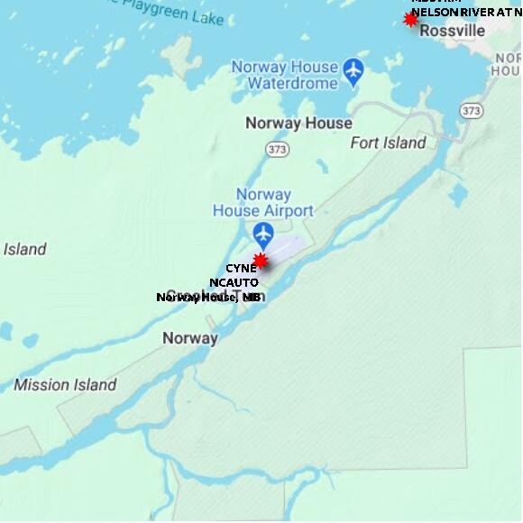 map at zoomlvl 10x10 kilometres for Norway House