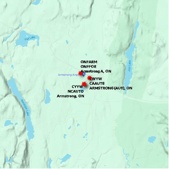 map at zoomlvl 10x10 kilometres for Armstrong
