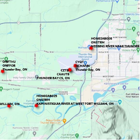 map at zoomlvl 10x10 kilometres for THUNDER BAY CS