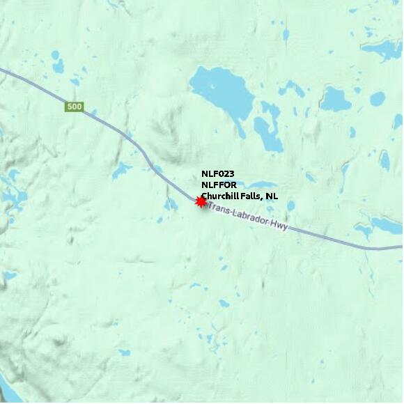 map at zoomlvl 10x10 kilometres for Churchill Falls