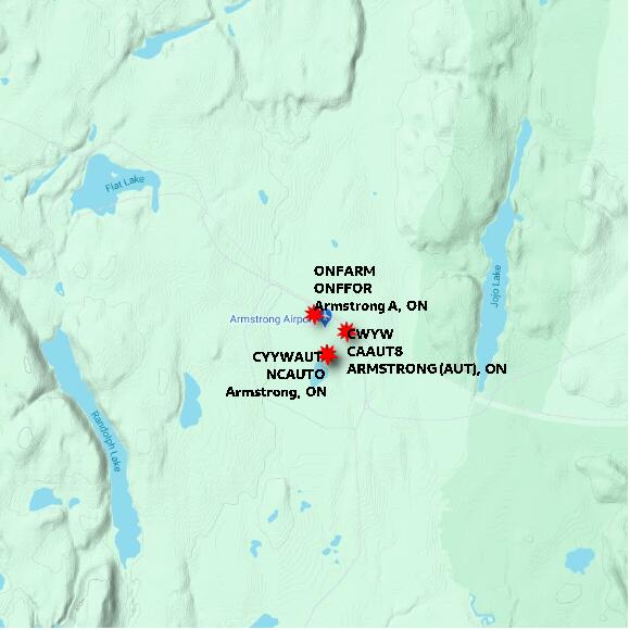 map at zoomlvl 10x10 kilometres for Armstrong A