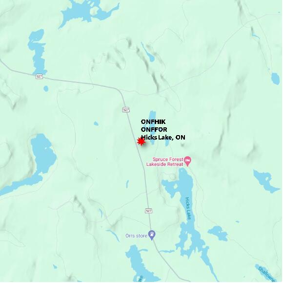 map at zoomlvl 10x10 kilometres for Hicks Lake