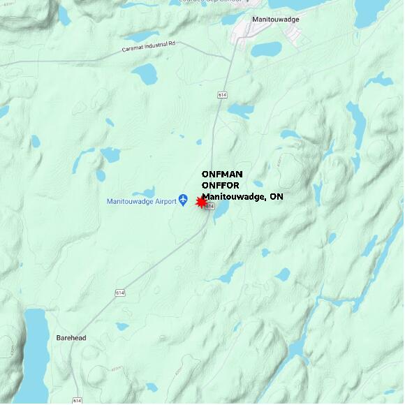map at zoomlvl 10x10 kilometres for Manitouwadge