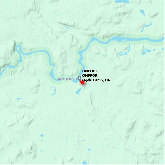 map at zoomlvl 10x10 kilometres for Ogoki Camp