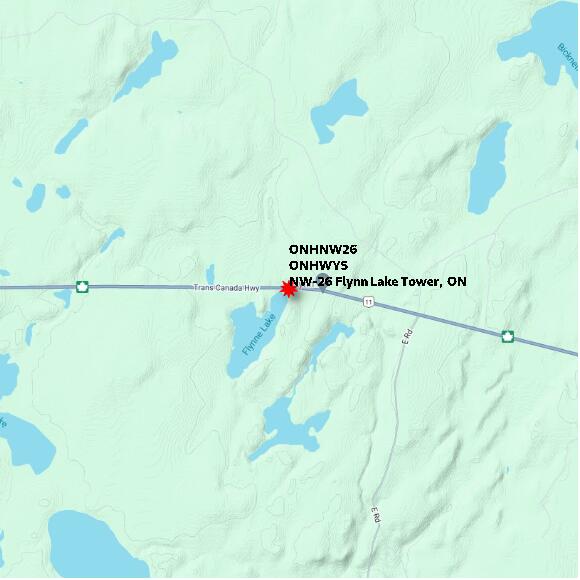 map at zoomlvl 10x10 kilometres for NW-26 Flynn Lake Tower